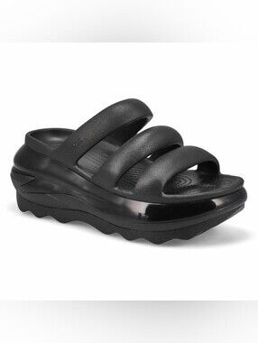 NWOT CROCS Mega Crush Platform Wedge Sandals Size 9 Black Glossy Color